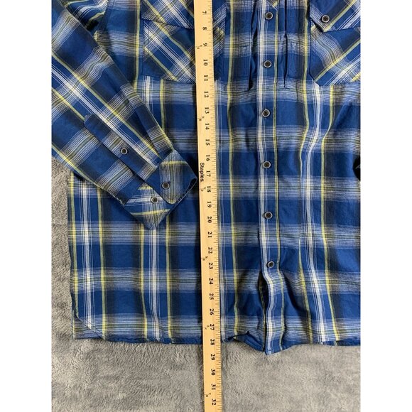 5.11 Tactical Men's XXL Long Sleeve Blue Yellow Plaid Button Snap Hidden Pocket - Picture 9 of 9